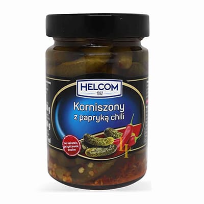 Огірки-корнішони HELCOM з перцем чилі